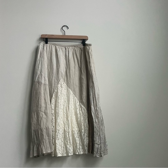 Style & Co Midi Skirt Patch Quilt Lace Midi Cotton XL Cottagecore Boho Peasant - Picture 6 of 8